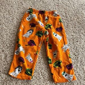 Kids Orange Halloween Ghost Print Pajama Bottoms